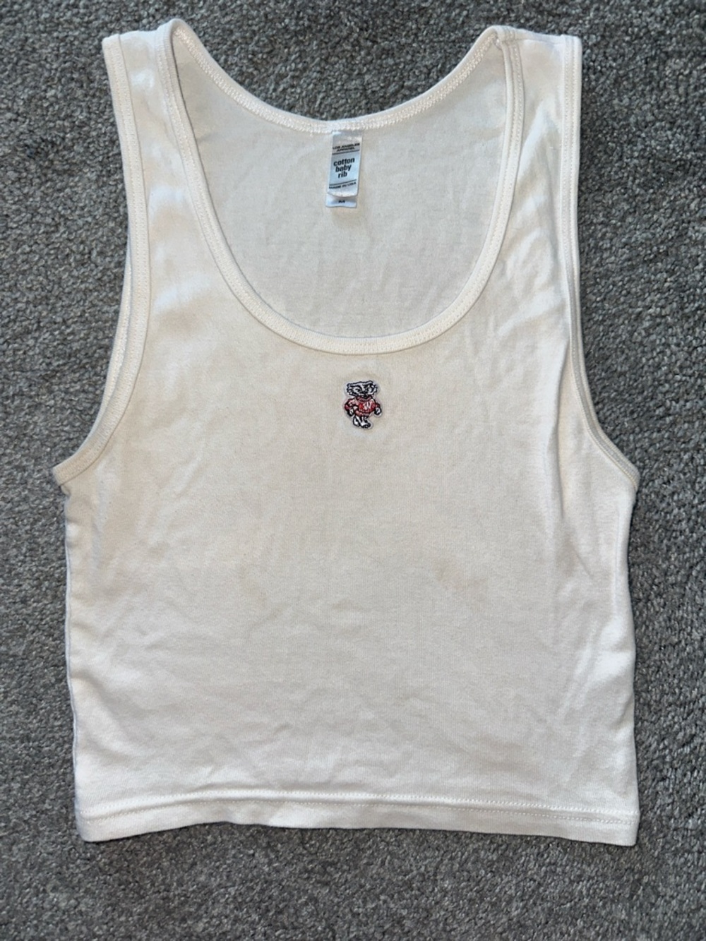 Women’s Cream Tank Top with Embroidered Bucky